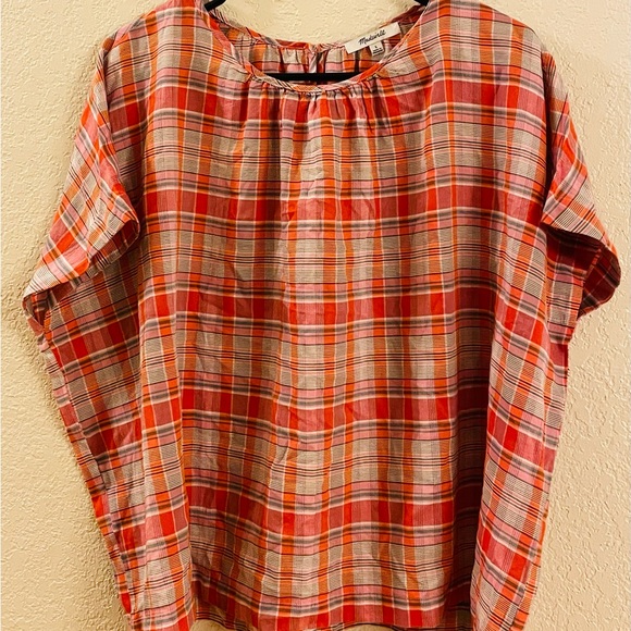 Madewell size Large, plaid cotton square shape blouse - Picture 1 of 3
